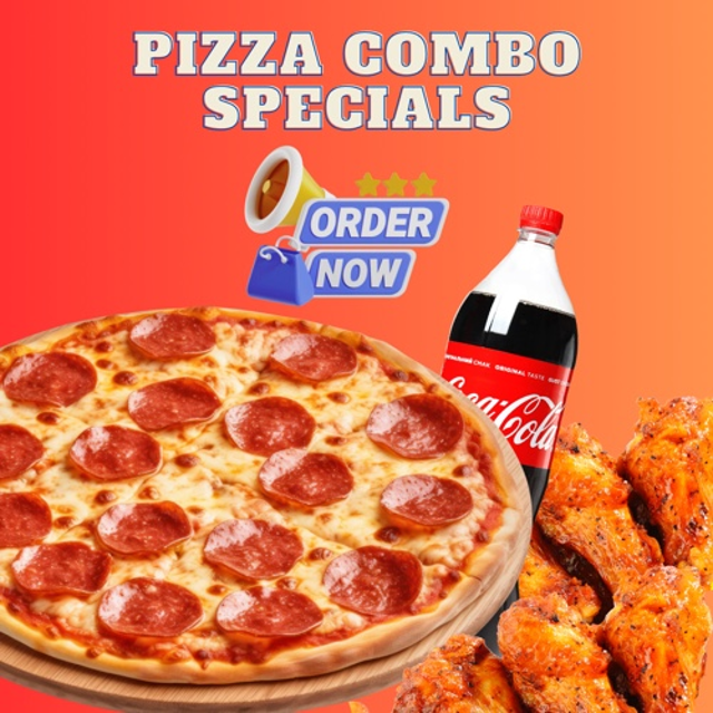 Large Pepperoni 12 Wings & 2/Liter Soda.