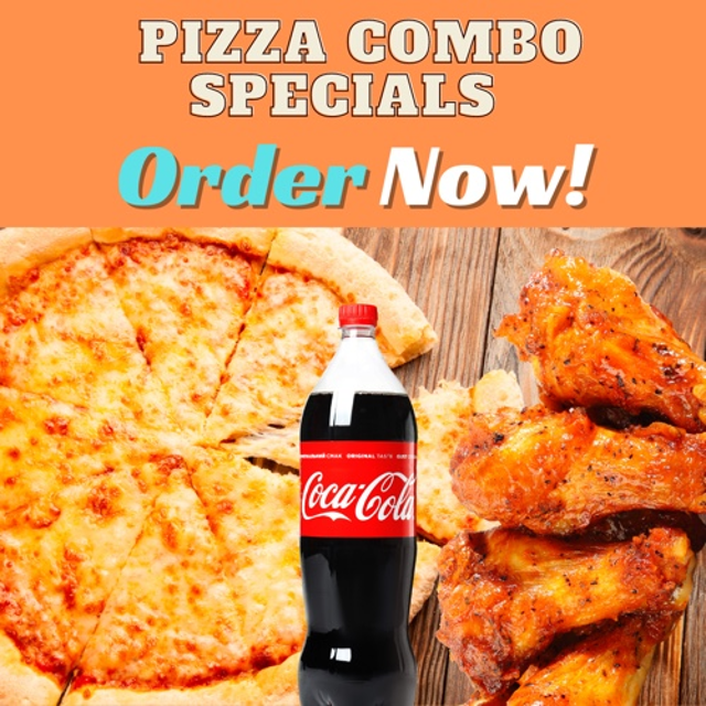 Large Cheese Pizza, 5 Wings & 2-Liter Soda.