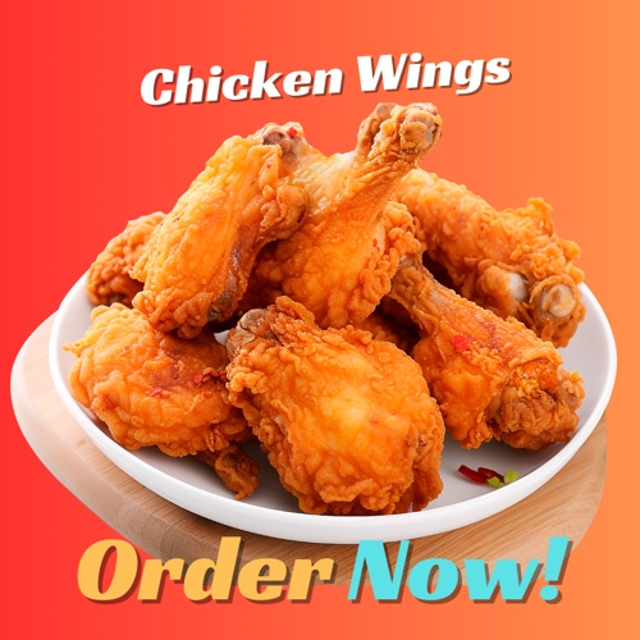 Plain Chicken Wings (6 Piece ).