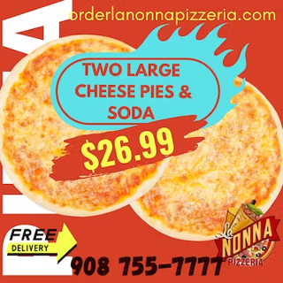 2 Large Cheese Pizzas & Soda